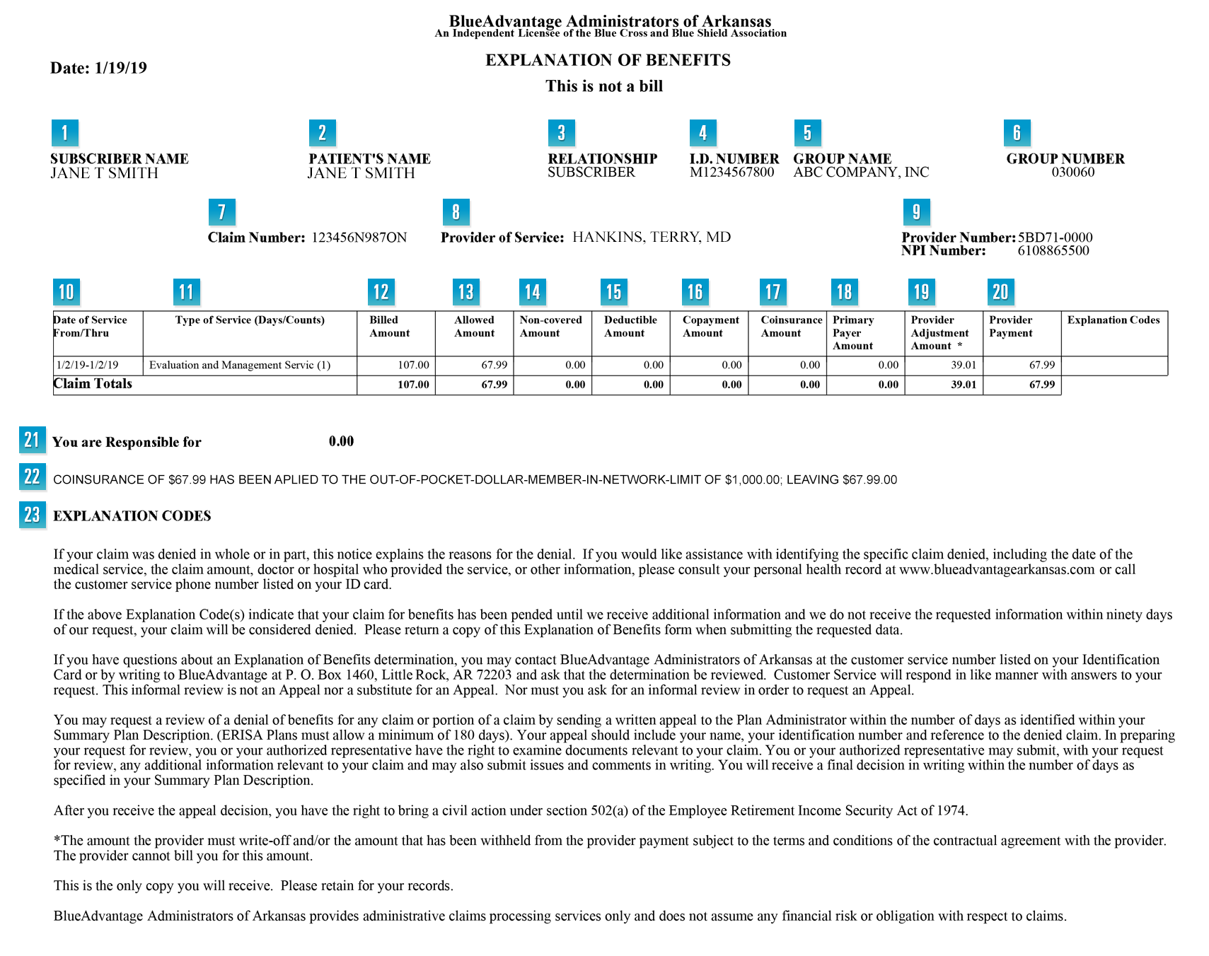 baaa-eob-example Sample of an Explanation of Benefits.
